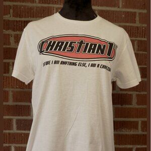 Woman's Large Christian 1st T-Shirt White